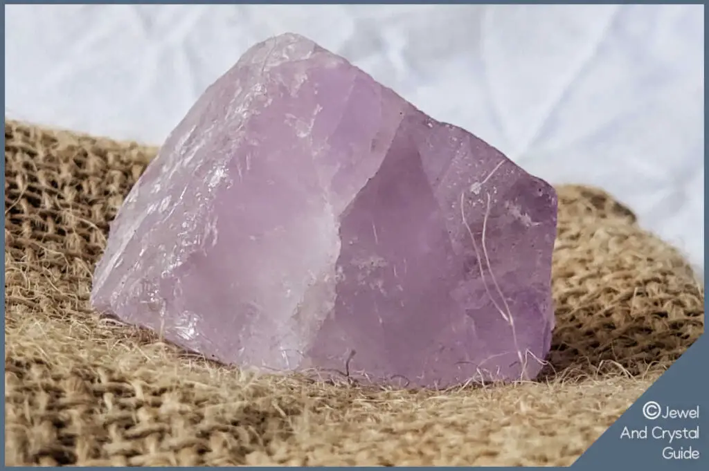 Closeup photo of an amethyst showing its purple colors