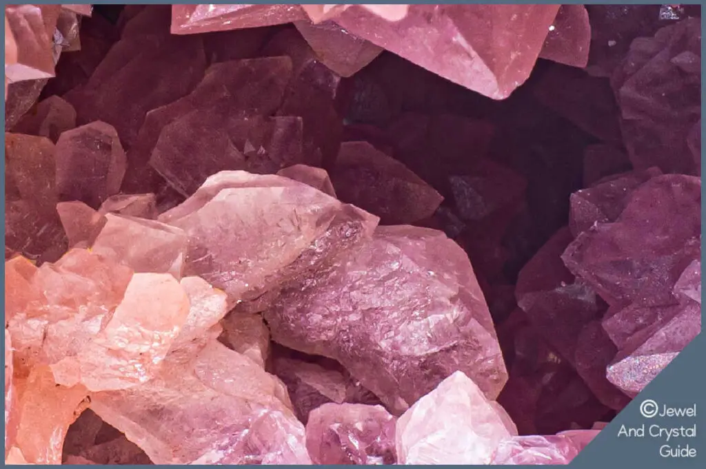 Extreme close up of pink amethyst