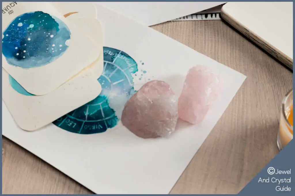 Photo of astrology signs watercolor and pink crystals