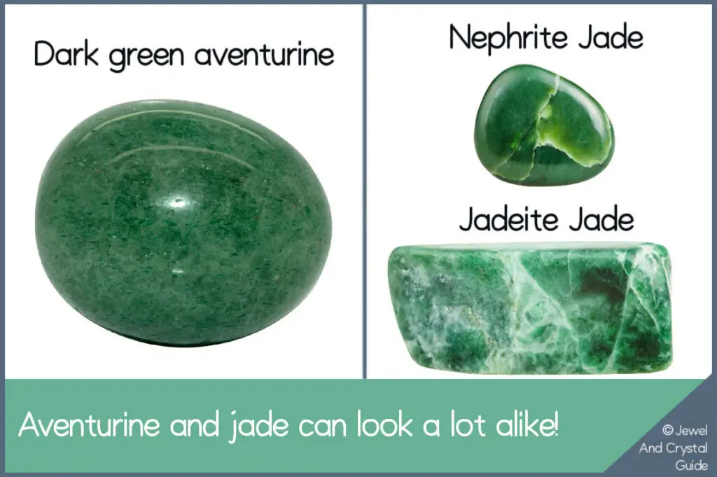 Dark green aventurine is often confused with jade